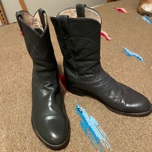 Justin Men's Grey Leather Western Roper Boots